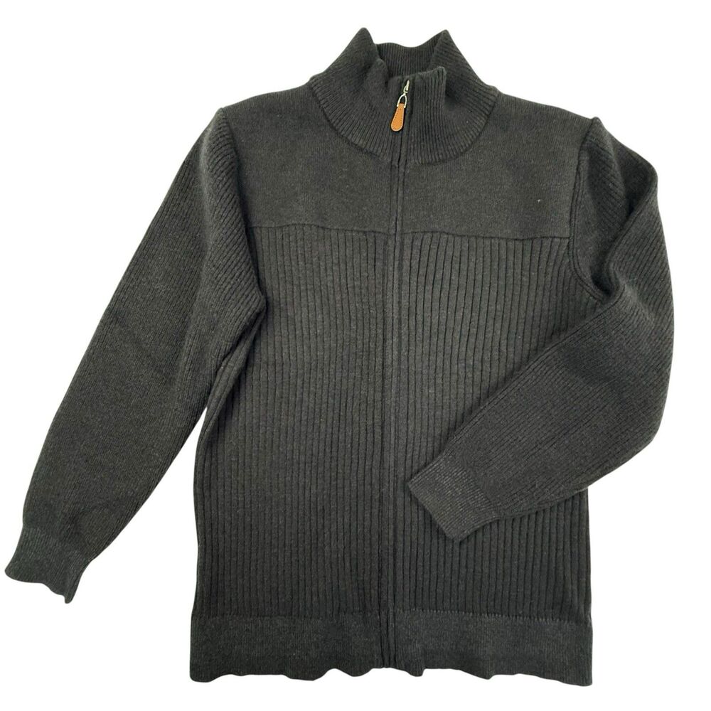 Paul Jones Zip Front Cardigan Men Large Gray Classic Mockneck Classic